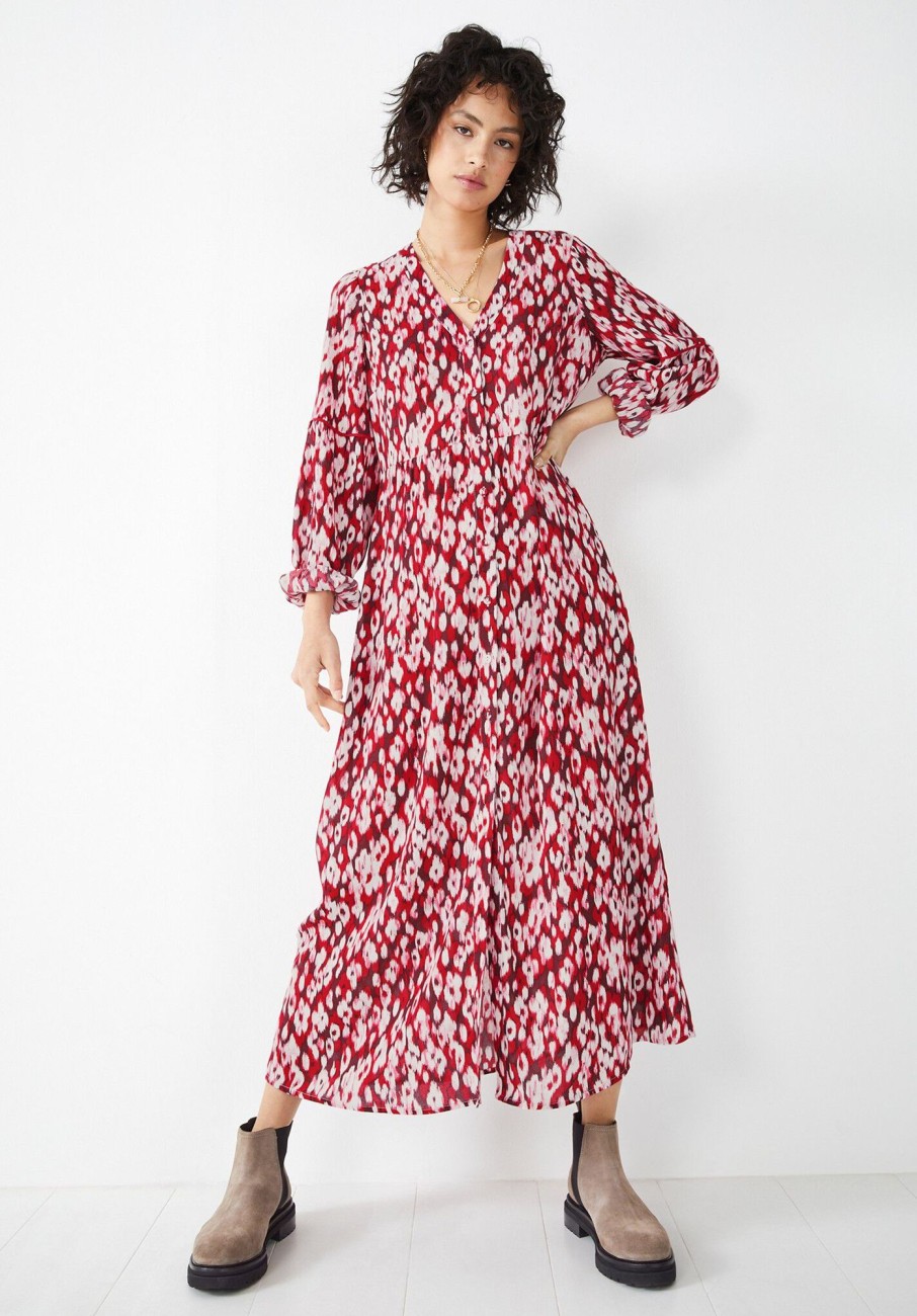 Best Jinni Midi Dress Ikat Floral Red