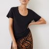 Wholesale Hari Scoop Neck Cotton Slub T-Shirt Black