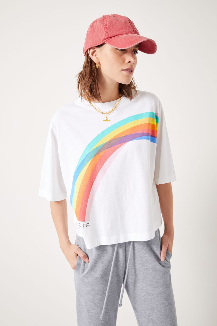 Wholesale Rainbow L'Artiste Graphic T-Shirt White