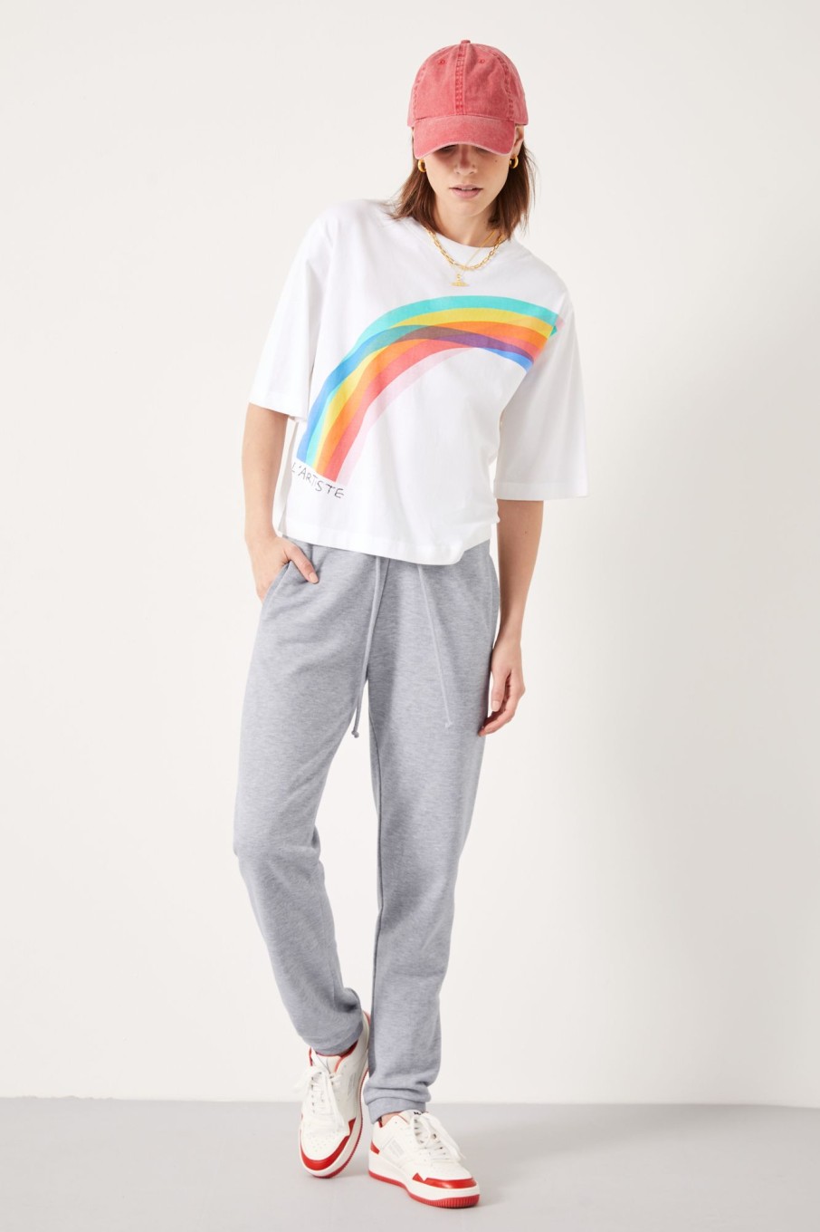 Wholesale Rainbow L'Artiste Graphic T-Shirt White