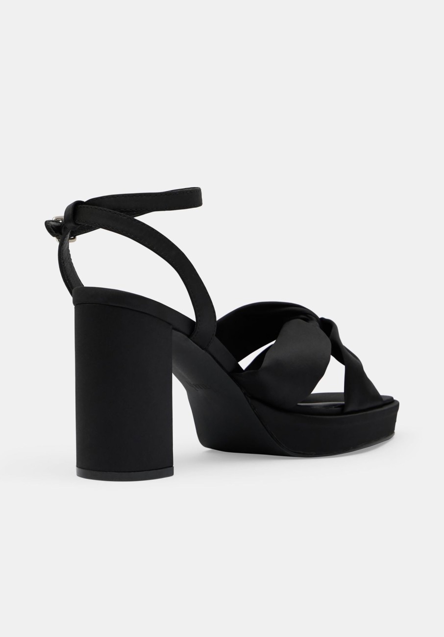 New Farrah Satin Twist Platform Heels Black