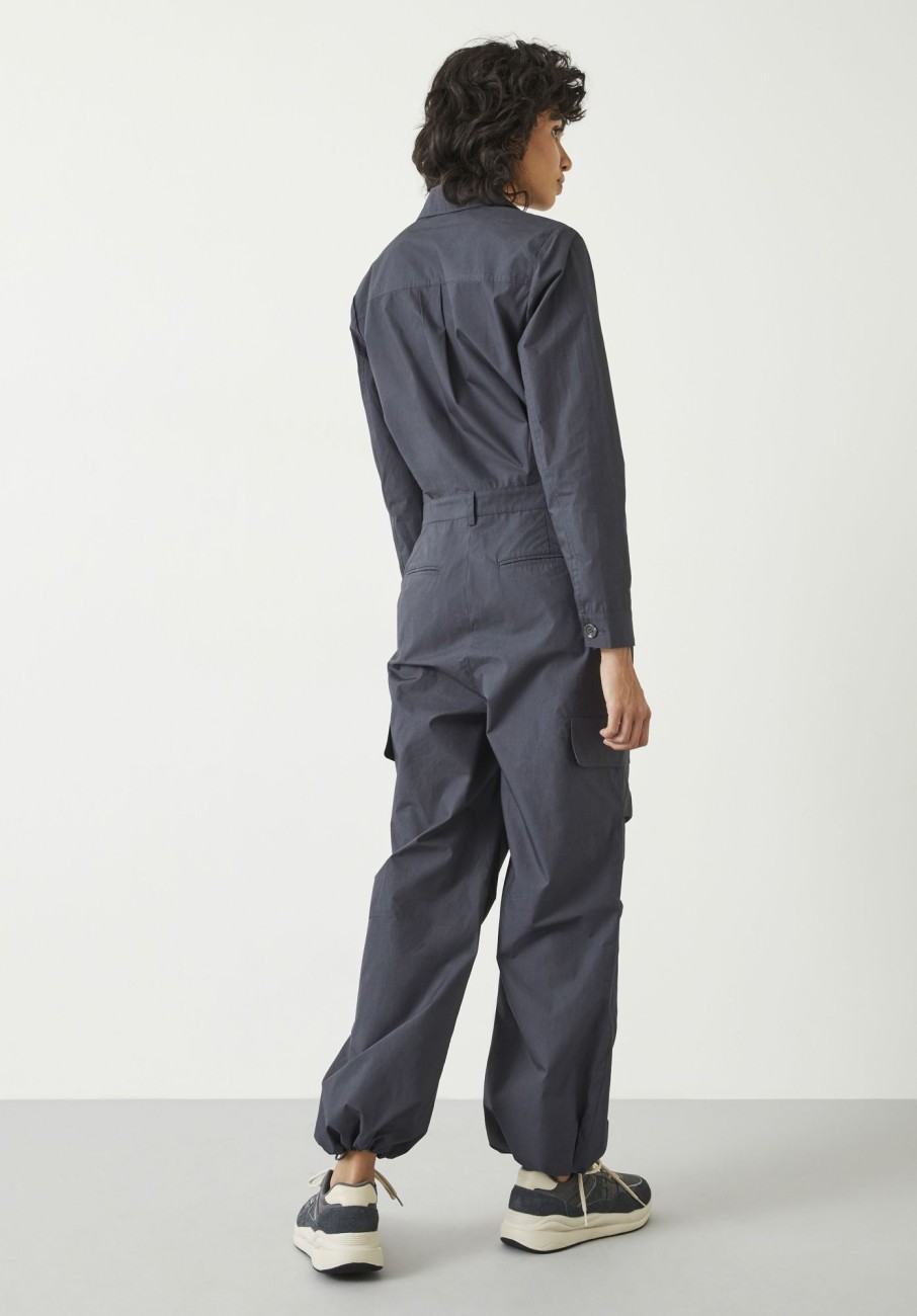 Online Long Sleeve Cargo Jumpsuit Slate Grey