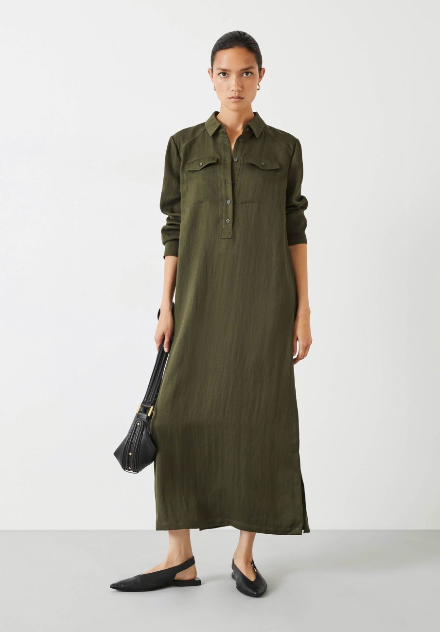 Online Toria Midi Shirt Dress Forest Green