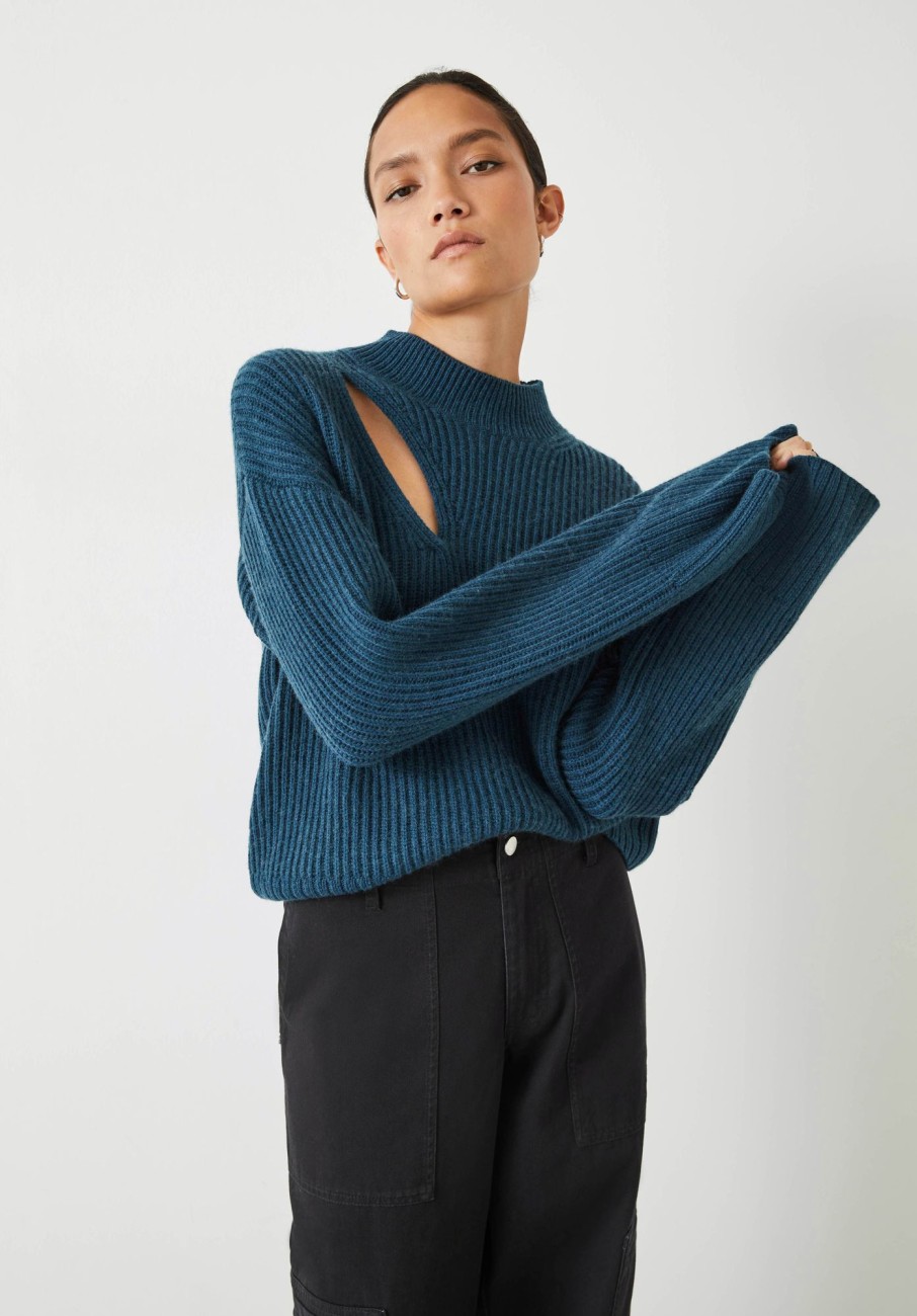 Online Shelby Cut Out Knitted Jumper Deep Teal