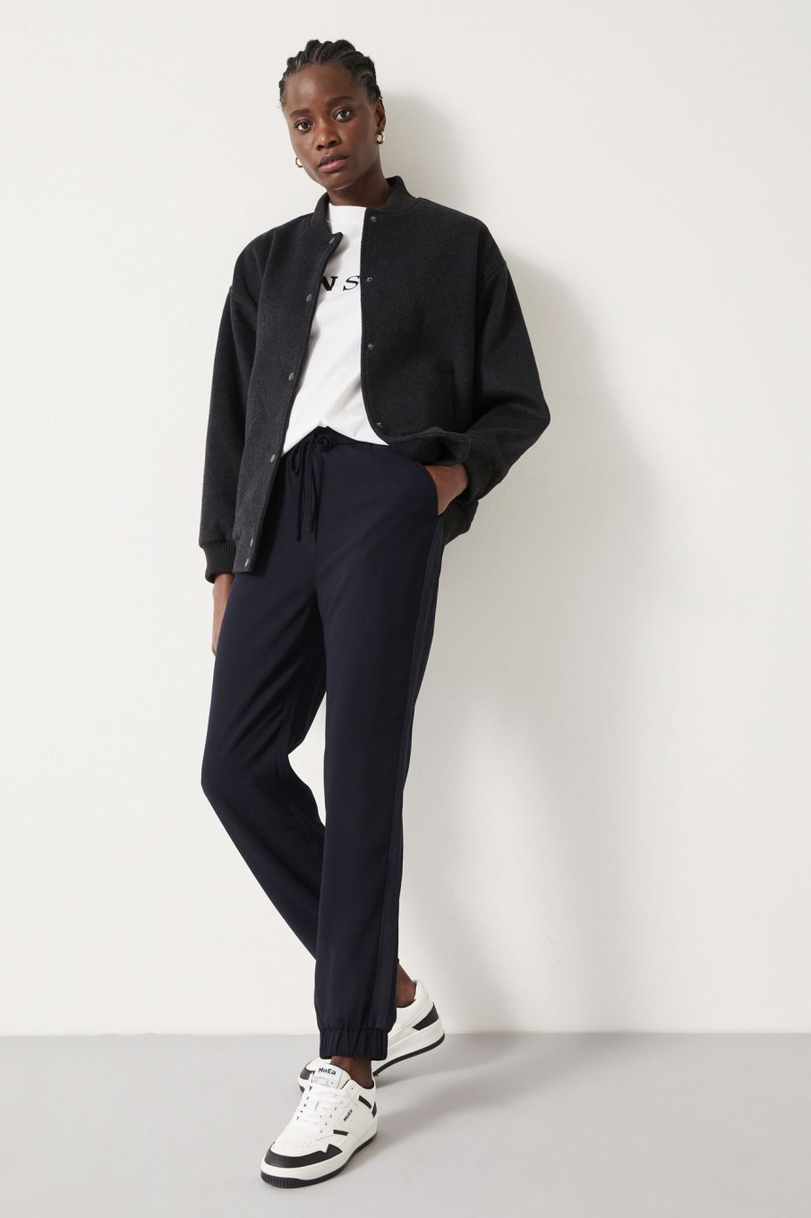 New Crepe Cuffed Trousers Midnight Navy