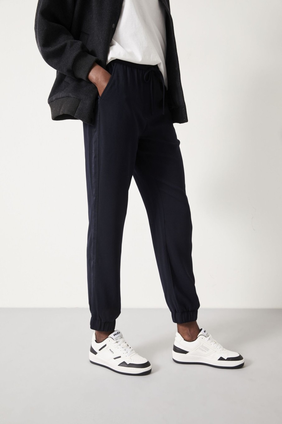 New Crepe Cuffed Trousers Midnight Navy