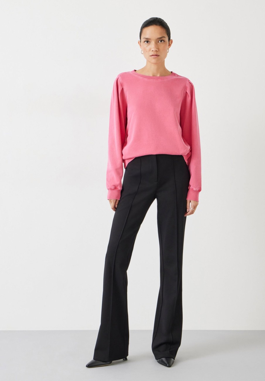 Clearance Minerva Pleat Sleeve Sweatshirt Bright Pink