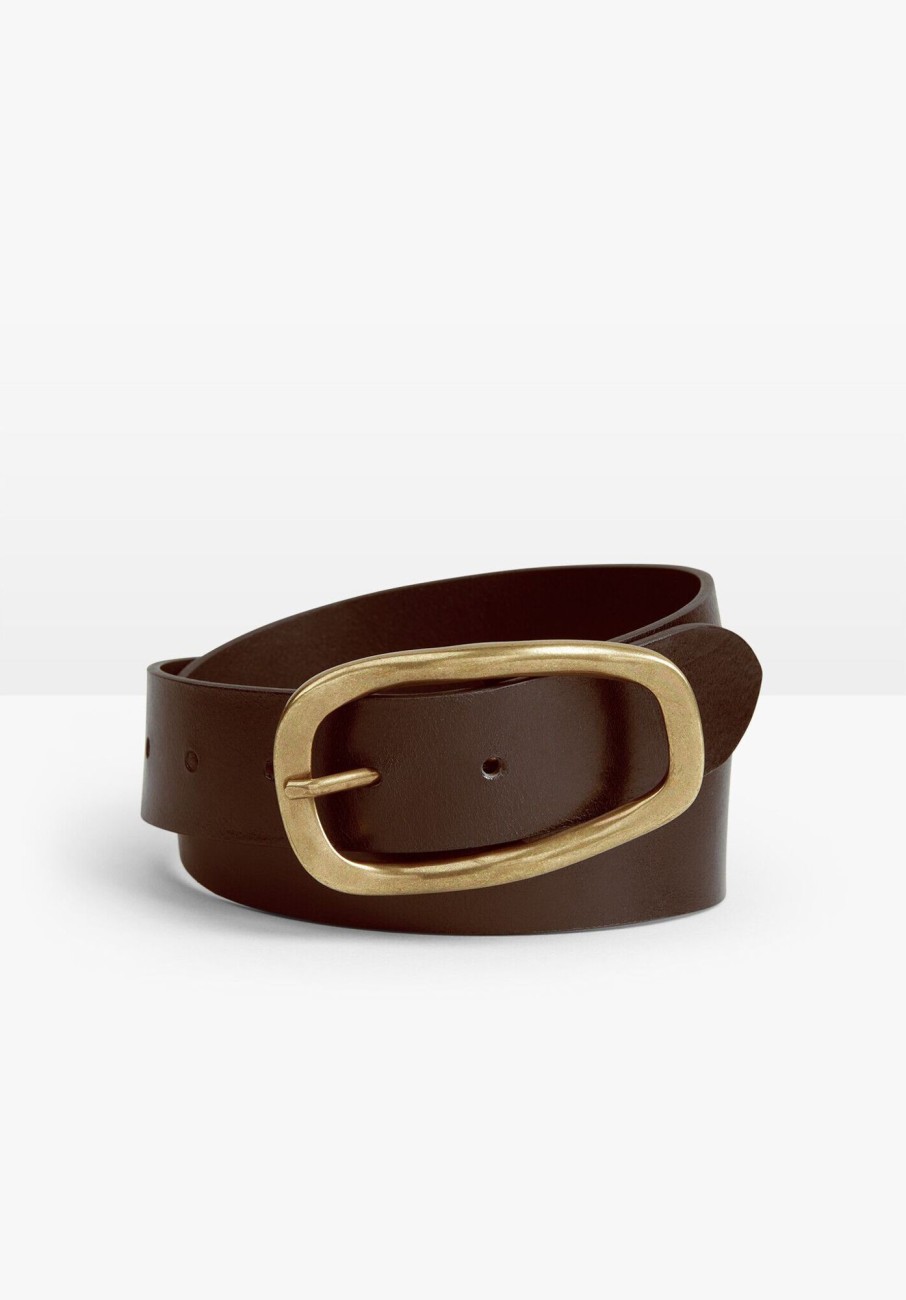 Online Astrid Leather Buckle Belt Dark Brown