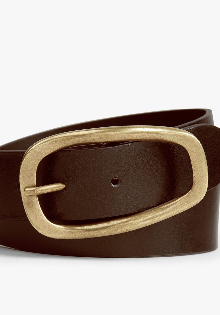 Online Astrid Leather Buckle Belt Dark Brown