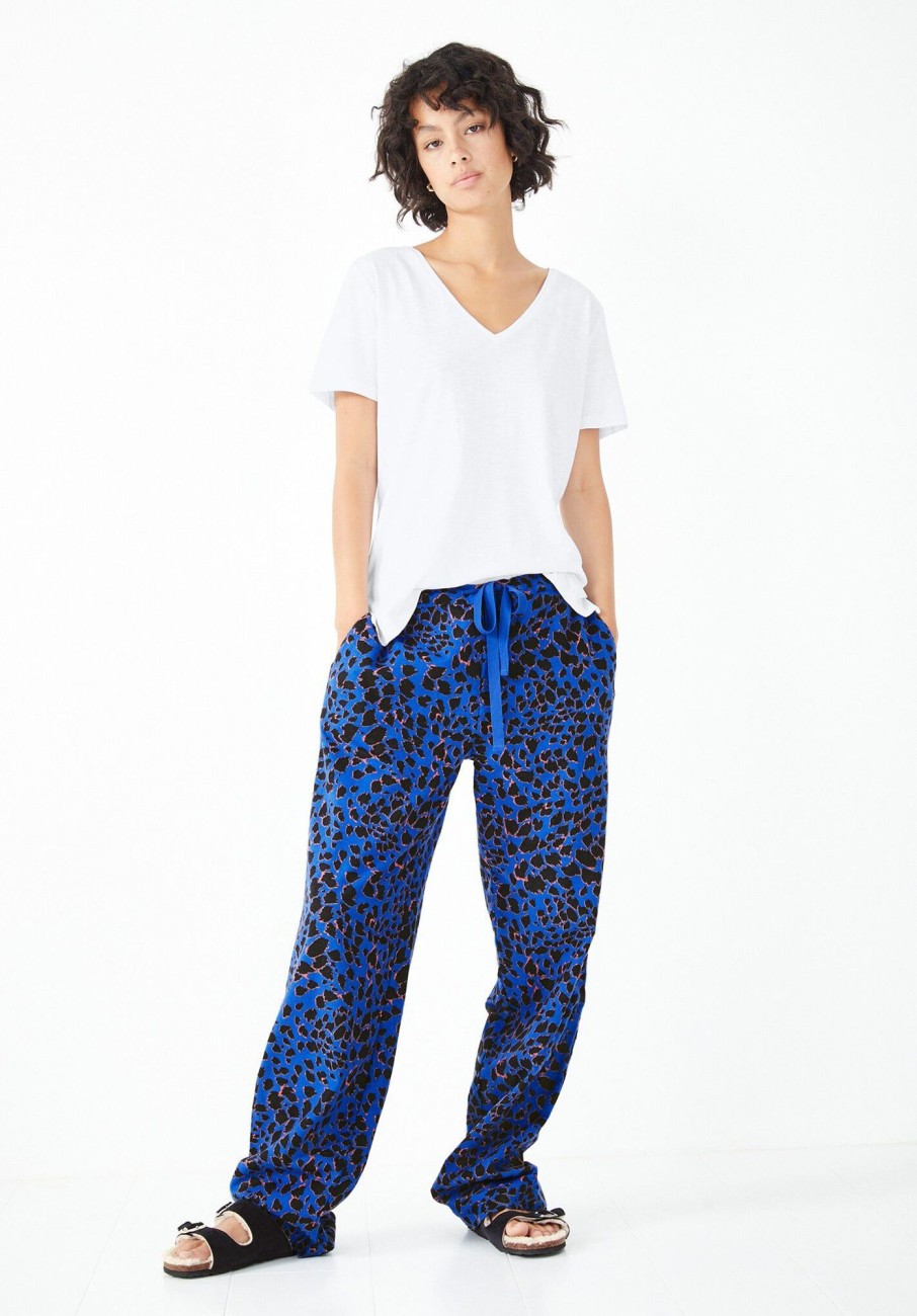 Wholesale Joy Flannel Pyjama Trousers Outline Animal Blue Coral