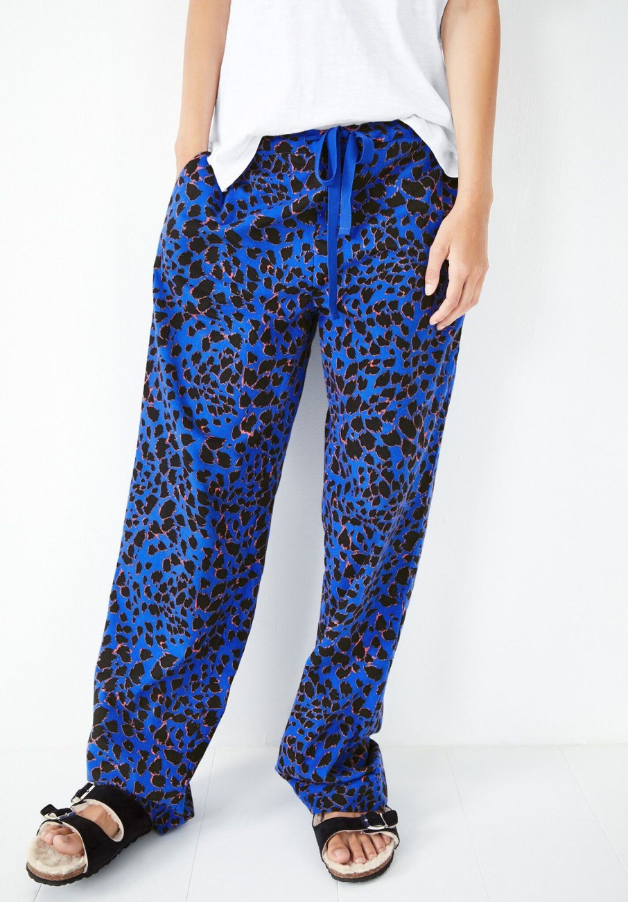 Wholesale Joy Flannel Pyjama Trousers Outline Animal Blue Coral