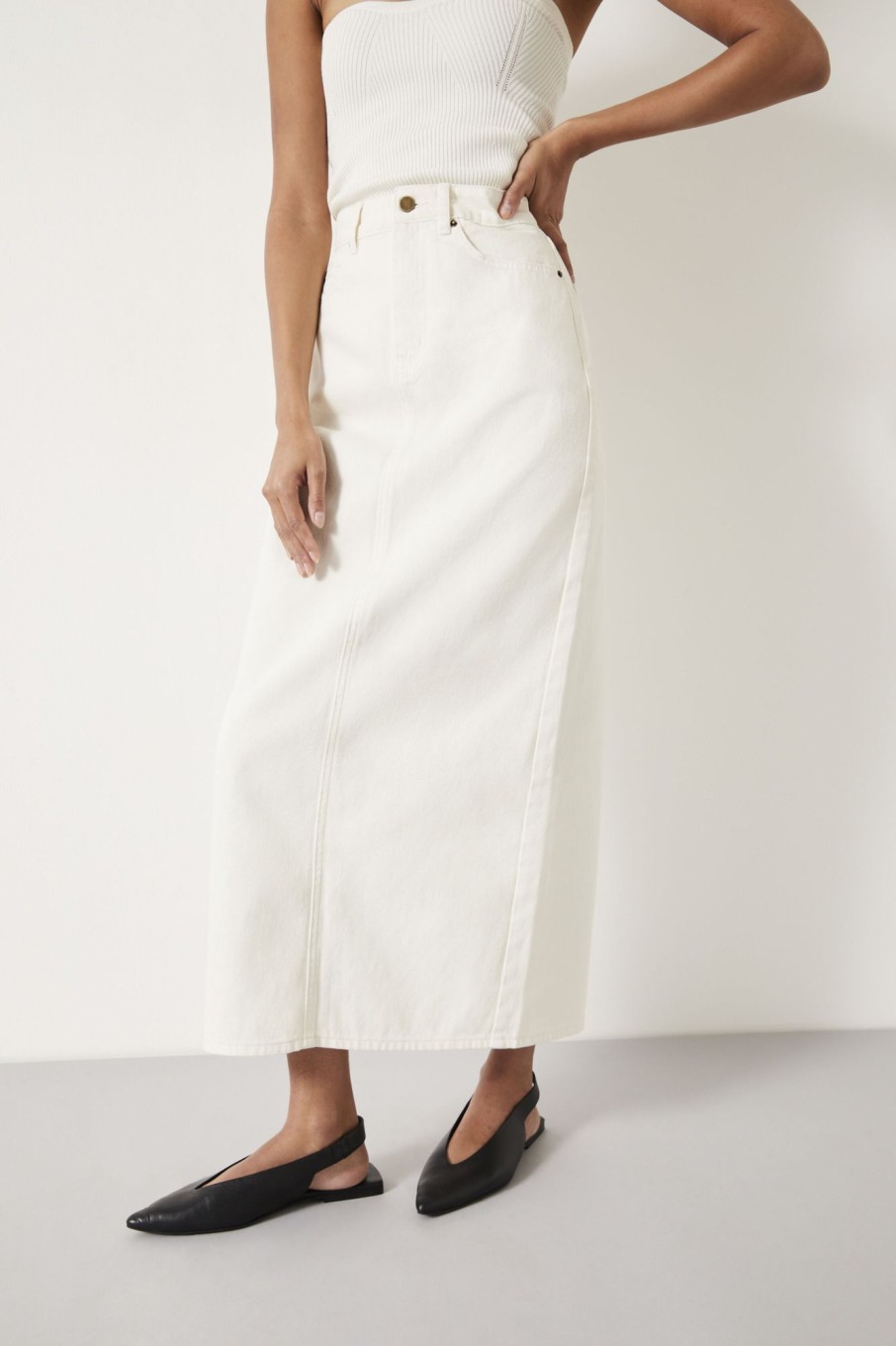 Hot Jaz Denim Maxi Skirt Ecru