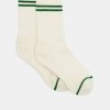 Clearance Nell Stripe Sports Sock Off White/Green Stripe