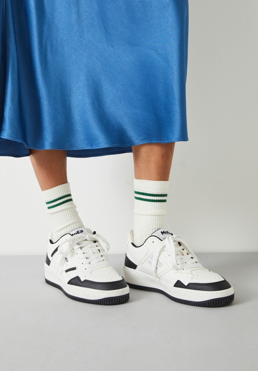 Clearance Nell Stripe Sports Sock Off White/Green Stripe