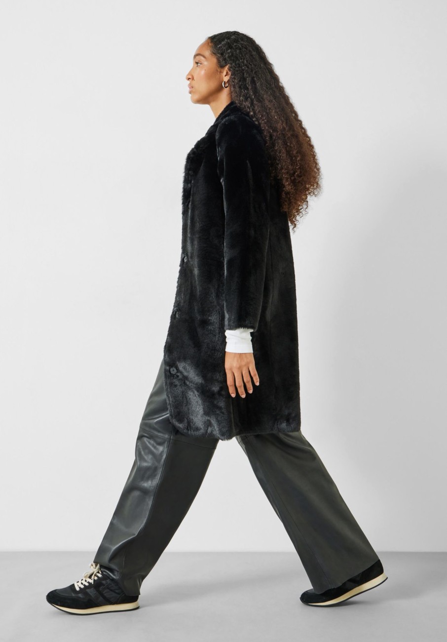 Clearance Ella Faux Fur Coat Black