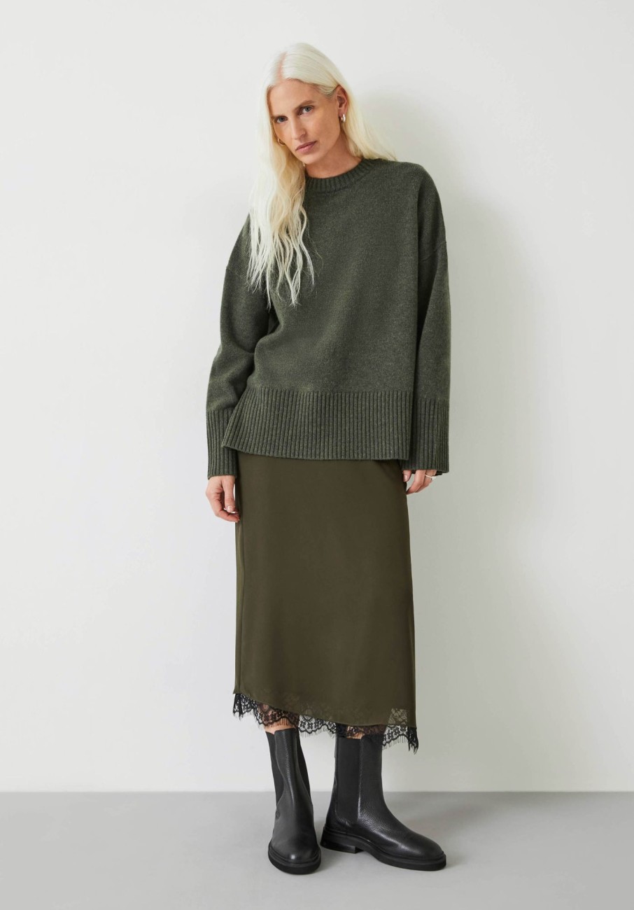 Wholesale Danielle Split Back Wool Jumper Forest Green