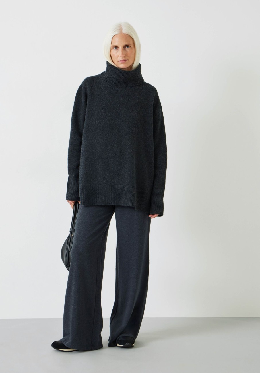 Best Ailey Wide Leg Jersey Trousers Charcoal Marl