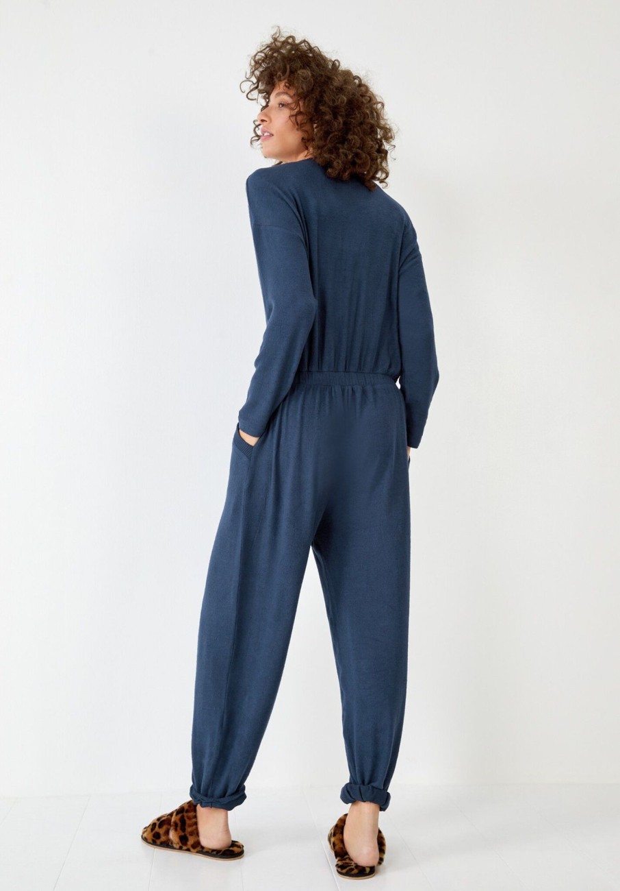 Online Elle Supersoft Henley Onesie Midnight Navy