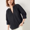 Clearance Charlee Button Cotton Top Black