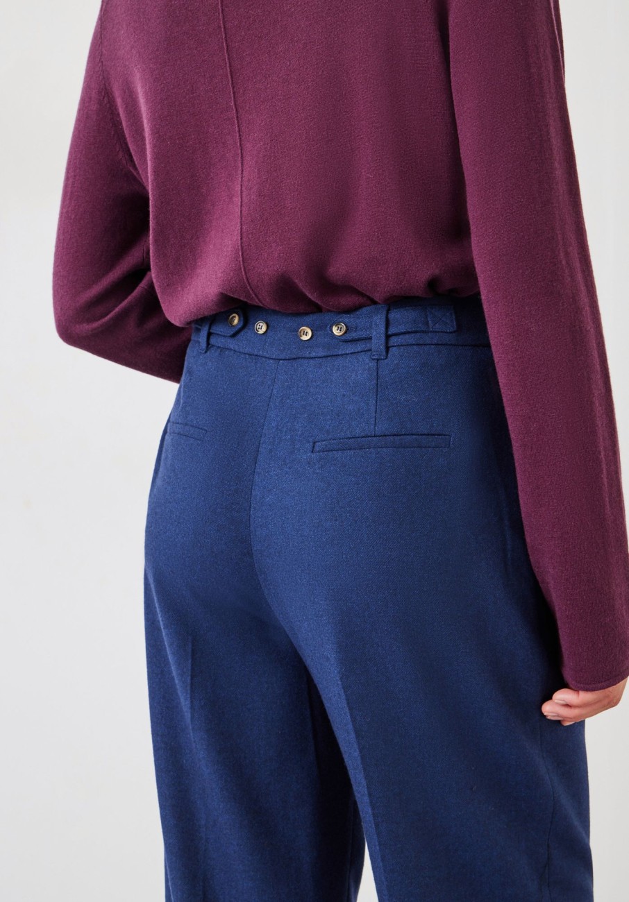 New Carine Wool Trousers Mid Blue