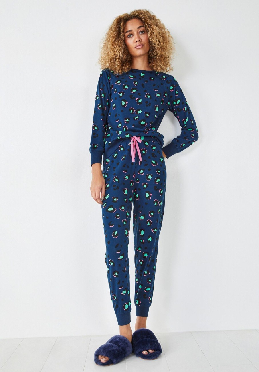 Wholesale Joey Printed Pyjamas Big Leopard Blue/Mint/Pink