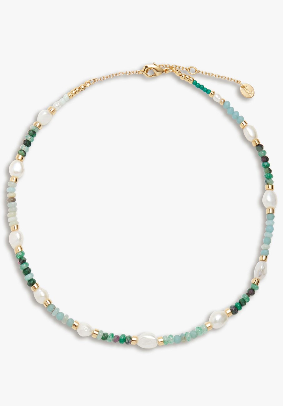 Clearance Azalea Semi Precious Necklace Gold/Green