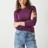 Hot Anna Slim Crew Neck T-Shirt Purple Plum