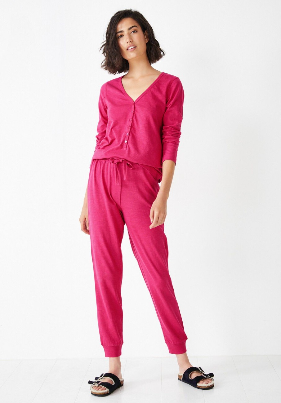 New Wyatt Henley Long Pj Set Rich Pink