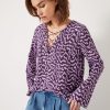 Hot Elianna Lace Up Blouse Digital Ikat Lilac