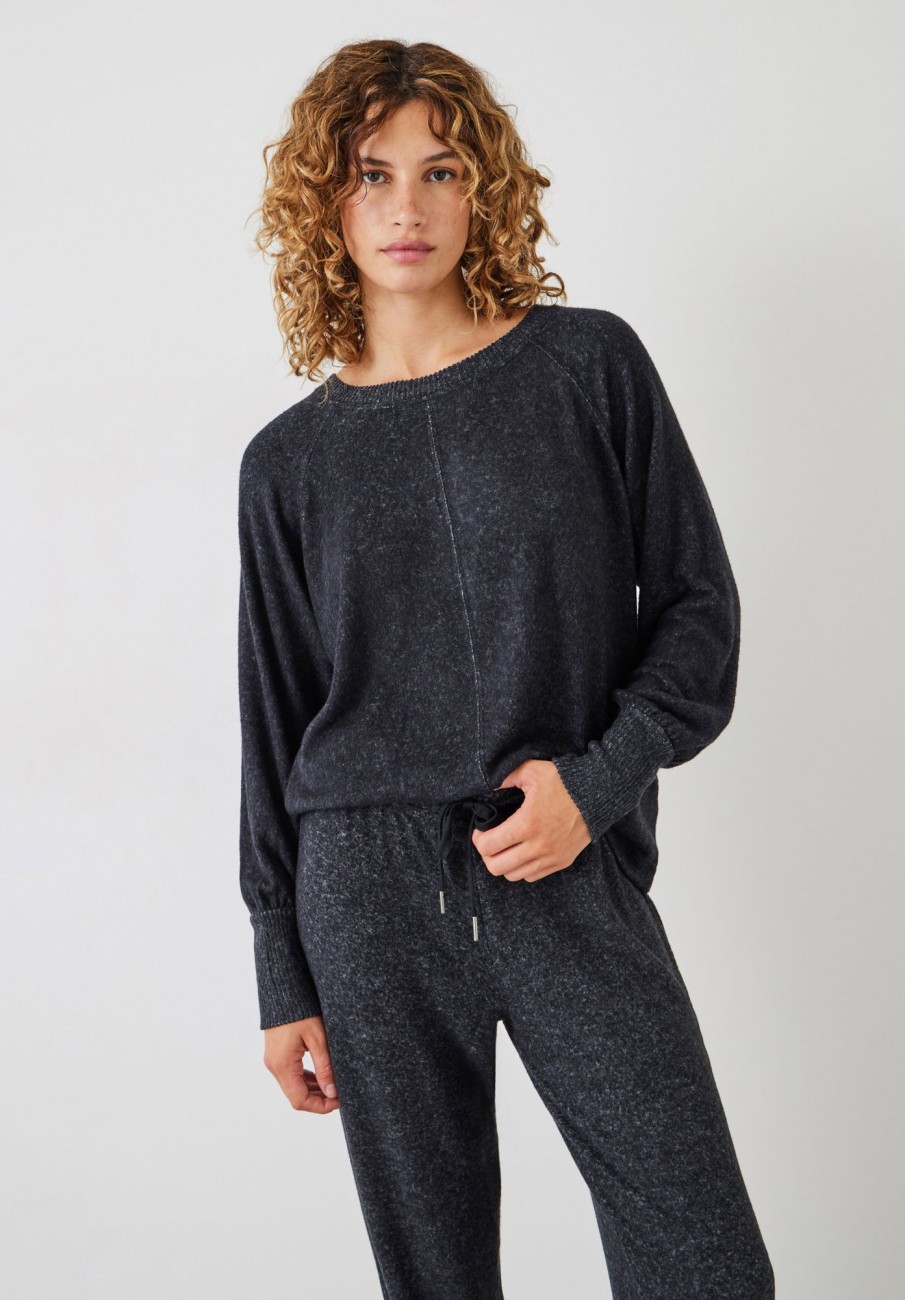 Clearance Elle Supersoft Raglan Top Charcoal Marl