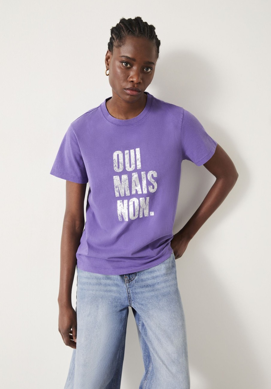 Wholesale Oui Mais Non T-Shirt Purple