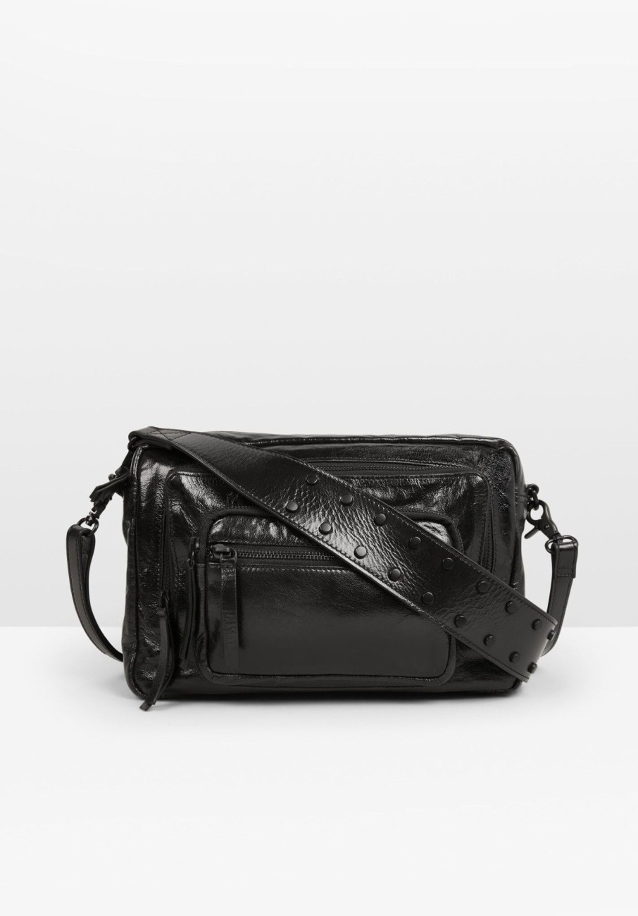 Hot Angelina Glazed Leather Bag Black