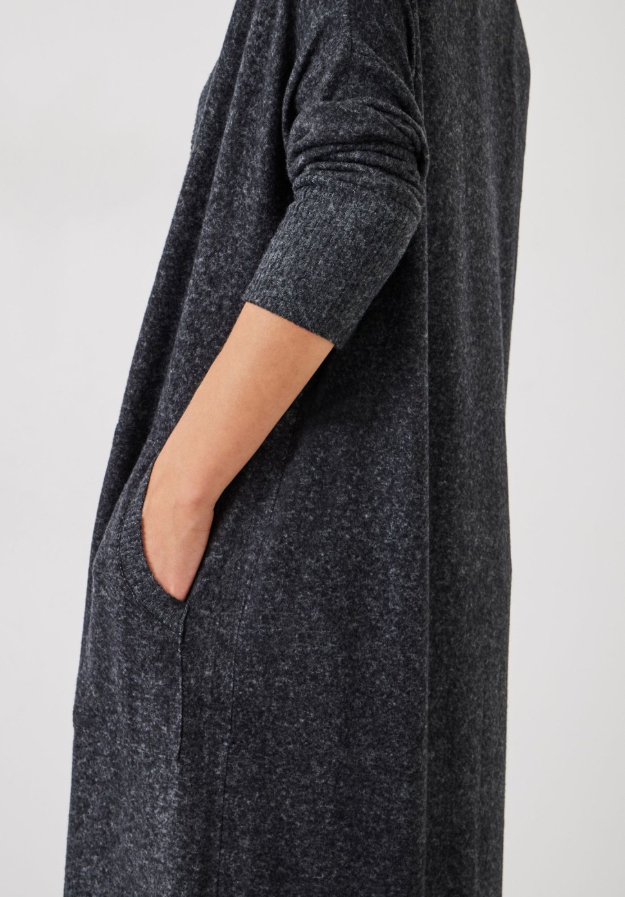 Clearance Elle Supersoft Longline Cardigan Charcoal Marl