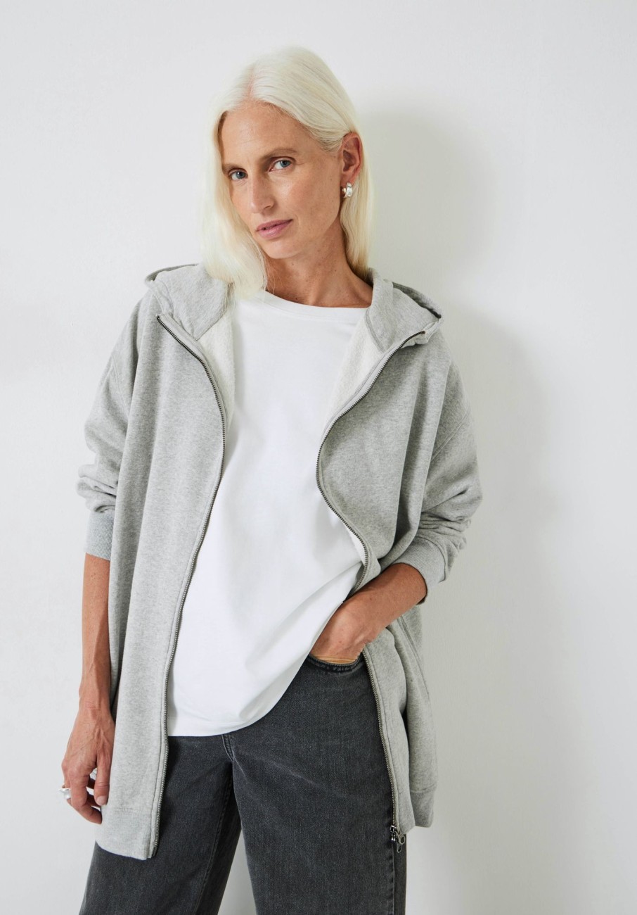 Best Tobbie Longline Hoodie Grey Marl