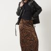 Online Gia Split Maxi Skirt Zebra Patchwork Brown