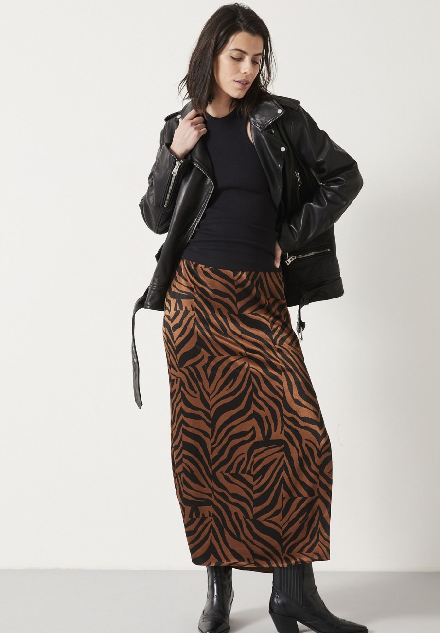 Online Gia Split Maxi Skirt Zebra Patchwork Brown