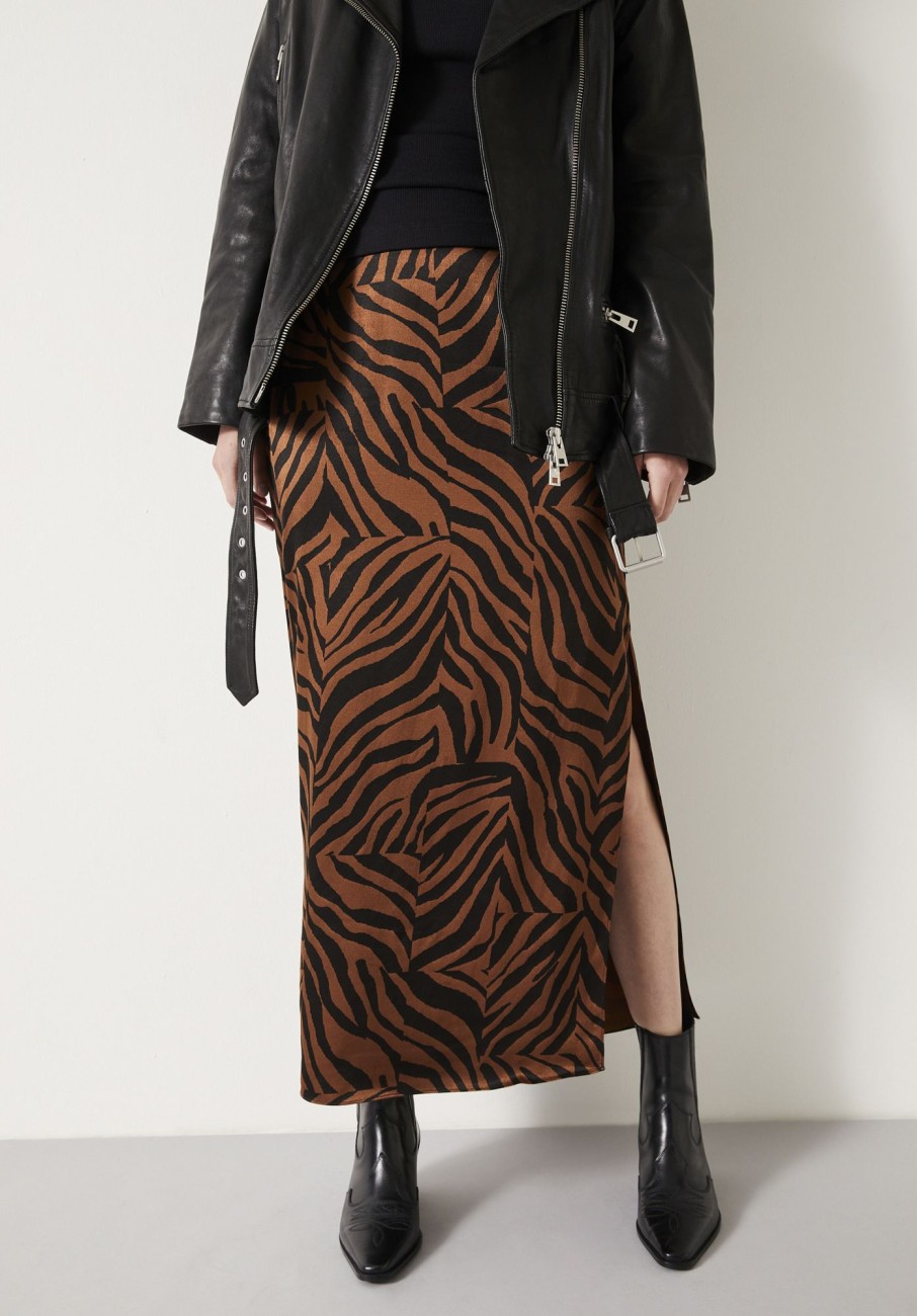 Online Gia Split Maxi Skirt Zebra Patchwork Brown