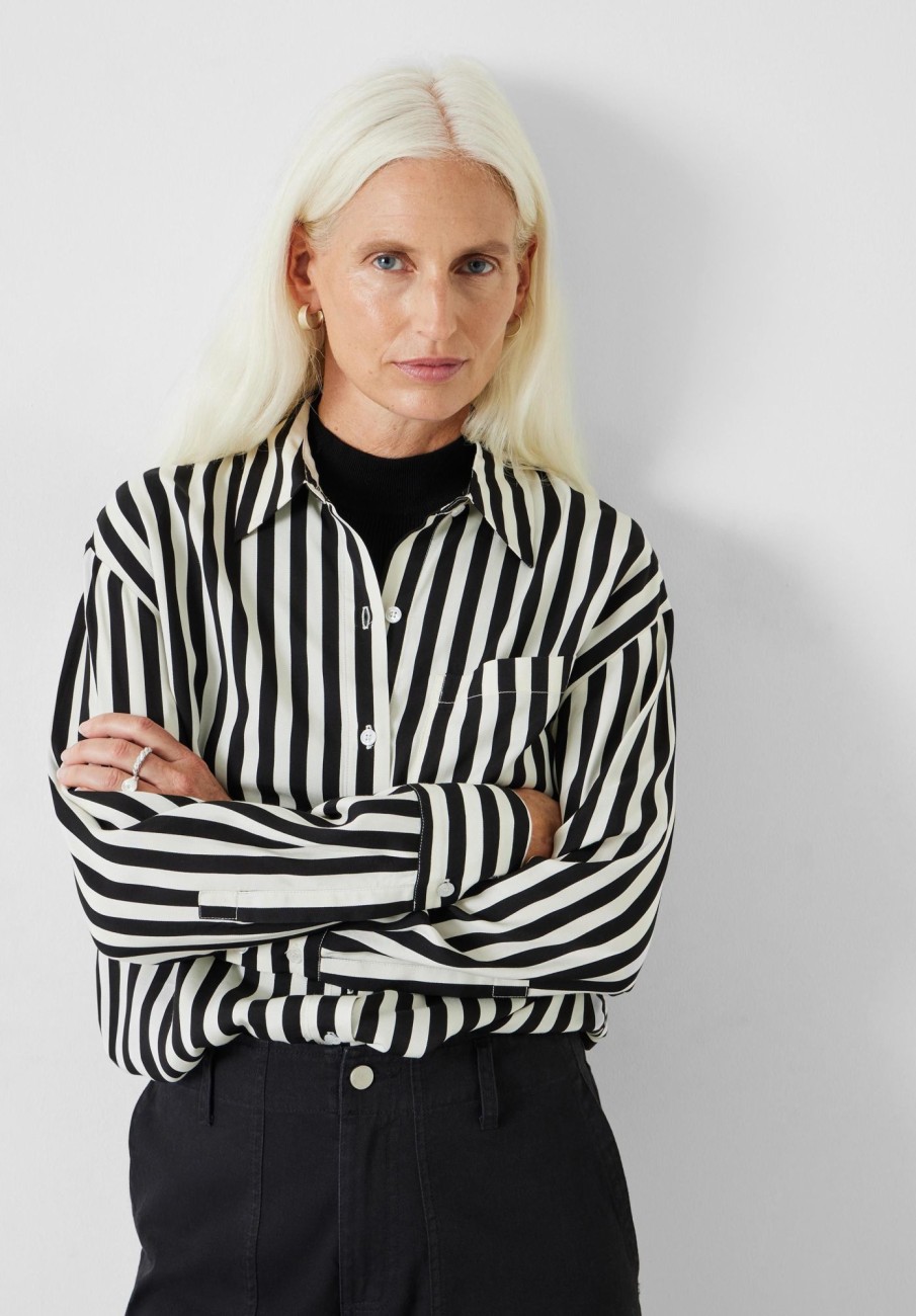 Online Emely Stripe Fluid Shirt Black And White Stripe