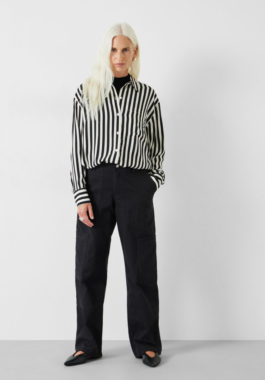 Online Emely Stripe Fluid Shirt Black And White Stripe