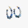 Best Adeline Semi Precious Hoop Earrings Gold/ Blue