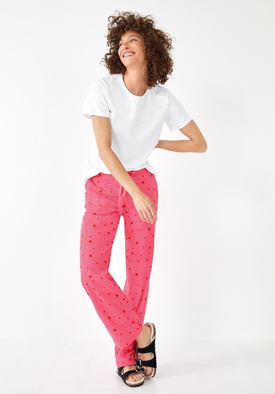 Best Joy Flannel Pyjama Trousers Amber Star Pink/Red