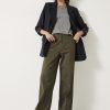 Clearance Camille Flat Front Cotton Trousers Khaki