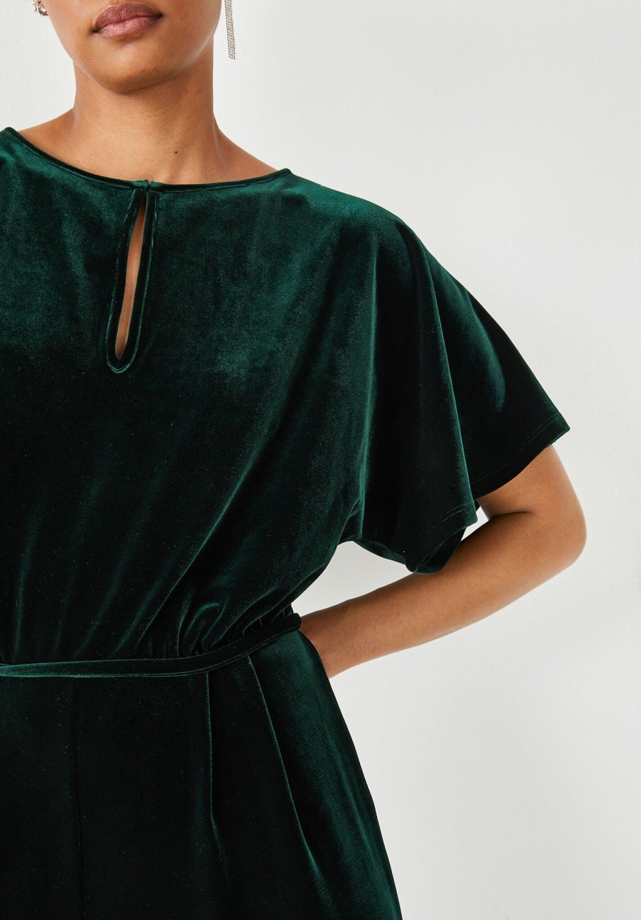 Clearance Cordelia Velvet Jumpsuit Green