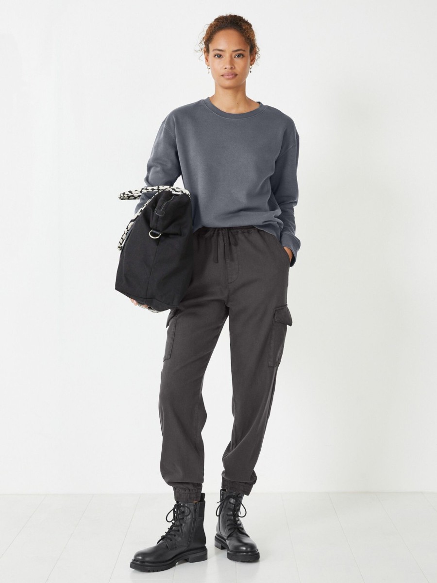 Hot Washed Cargo Trousers Washed Black