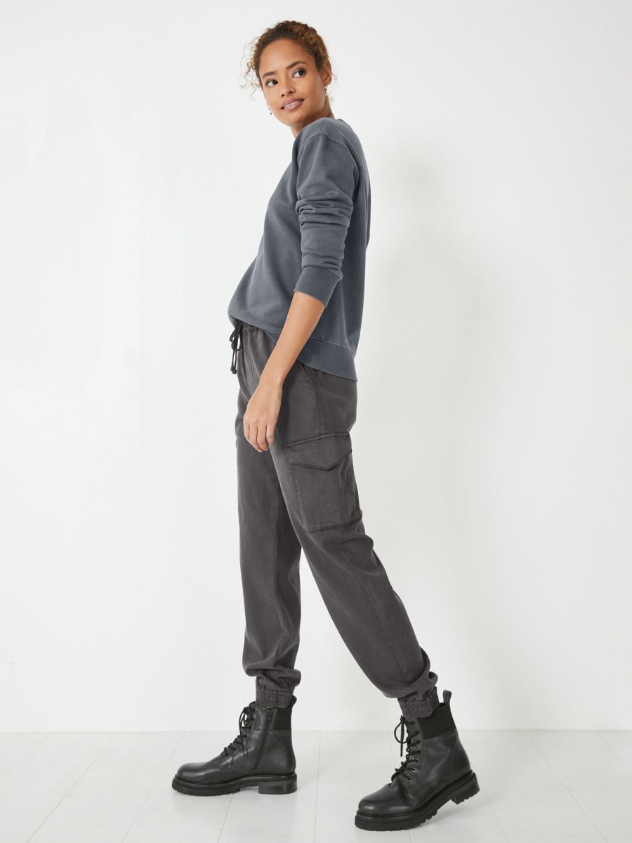 Hot Washed Cargo Trousers Washed Black