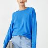 Wholesale Genevieve Raglan Gathered Sleeve Top Radiant Blue