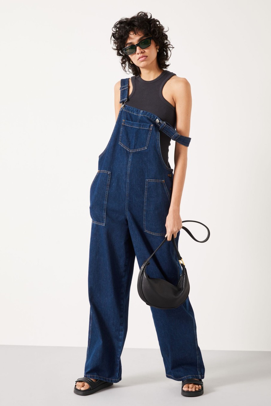 Wholesale Niamh Wide Leg Dungarees Blue Denim