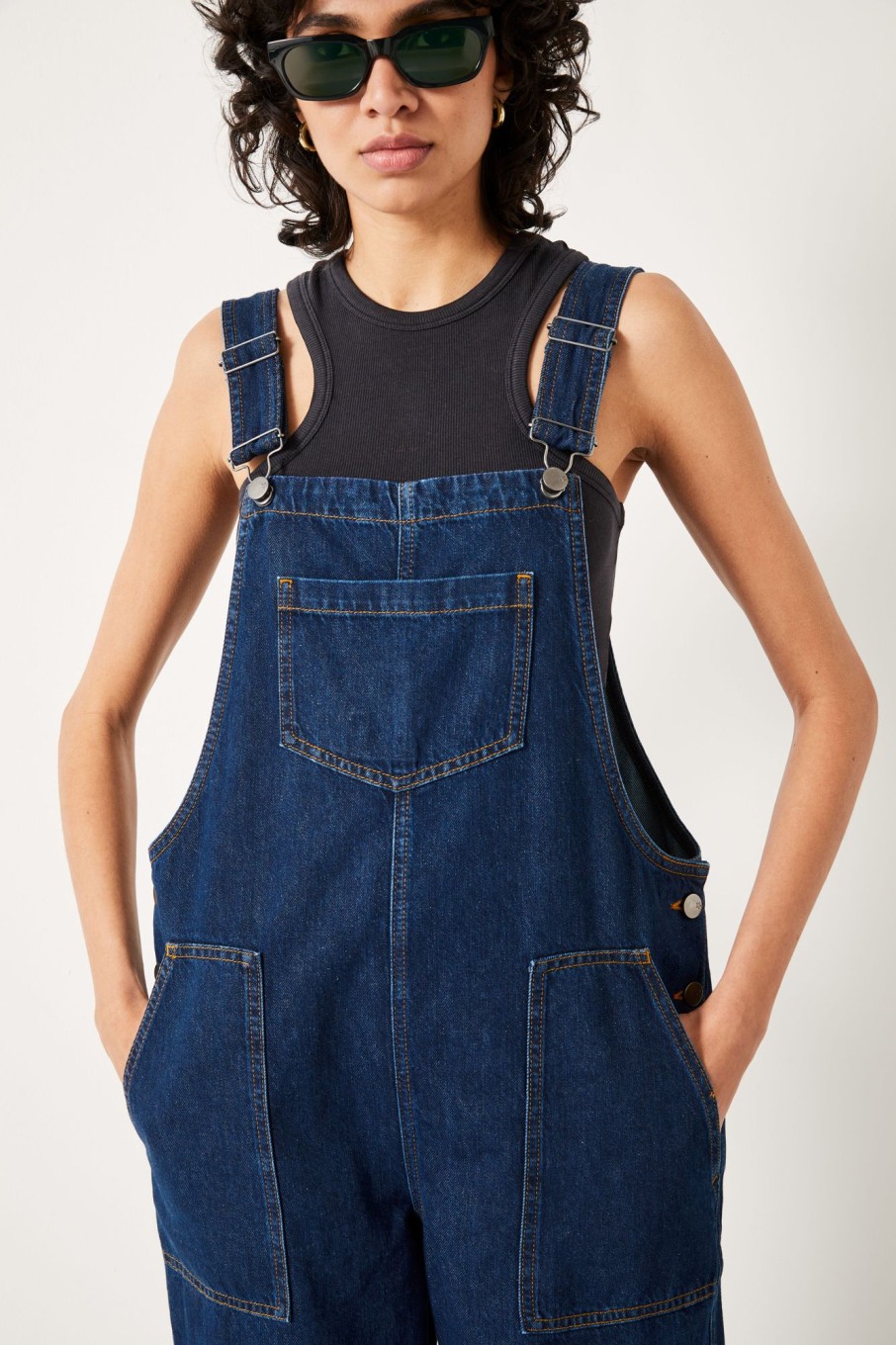 Wholesale Niamh Wide Leg Dungarees Blue Denim