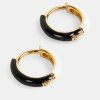 Clearance Effie Enamel Hoop Earring Gold-Black-White