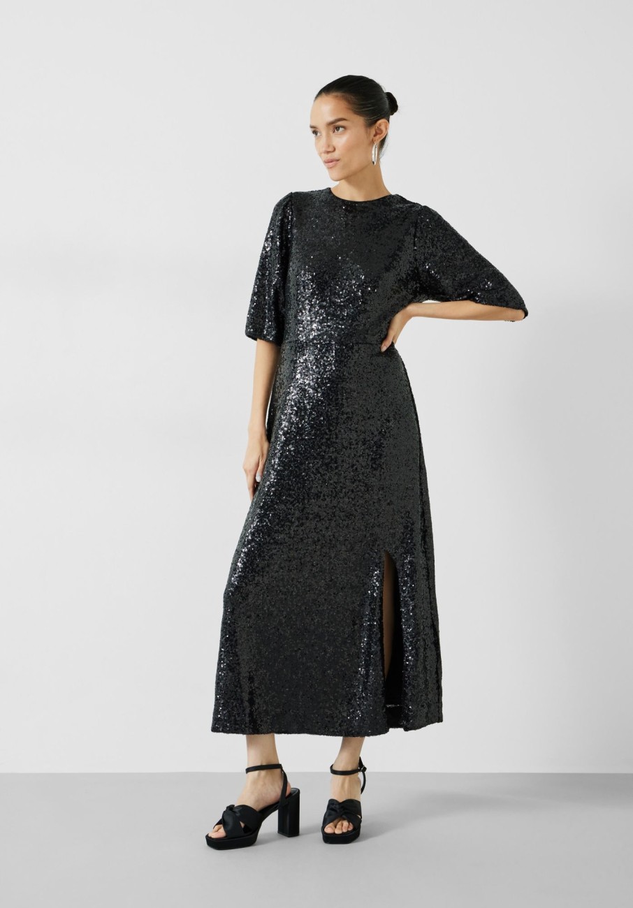 Hot Mirabelle Sequin Midi Dress Black